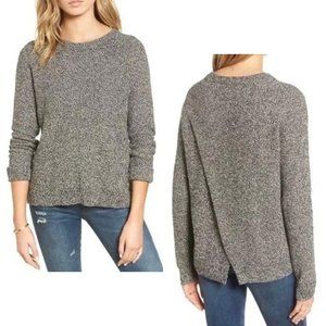 Madewell Marled Black Province Cross-Back Pullover Sweater